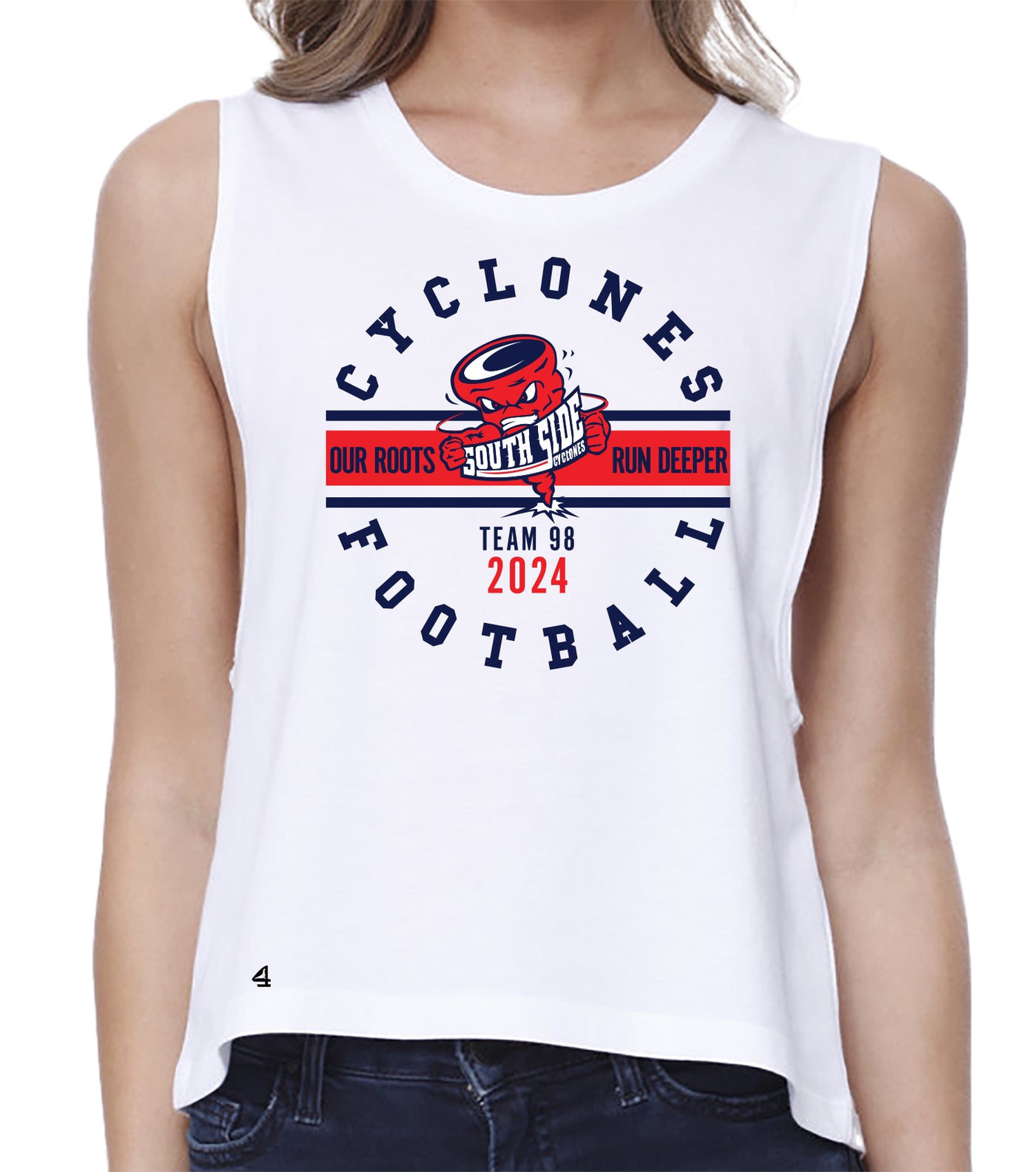 South Side High School Football Cyclone 2024 Women's Muscle Cropped Tshirt