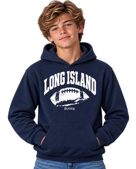 LONG ISLAND NY MAP FOOTBALL HOODIE