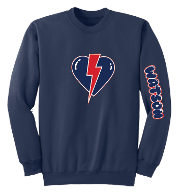 WATSON ELEMENTARY WILDCATS Lightning Heart CrewNeck Sweatshirt