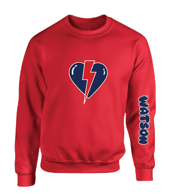 WATSON ELEMENTARY WILDCATS Lightning Heart CrewNeck Sweatshirt