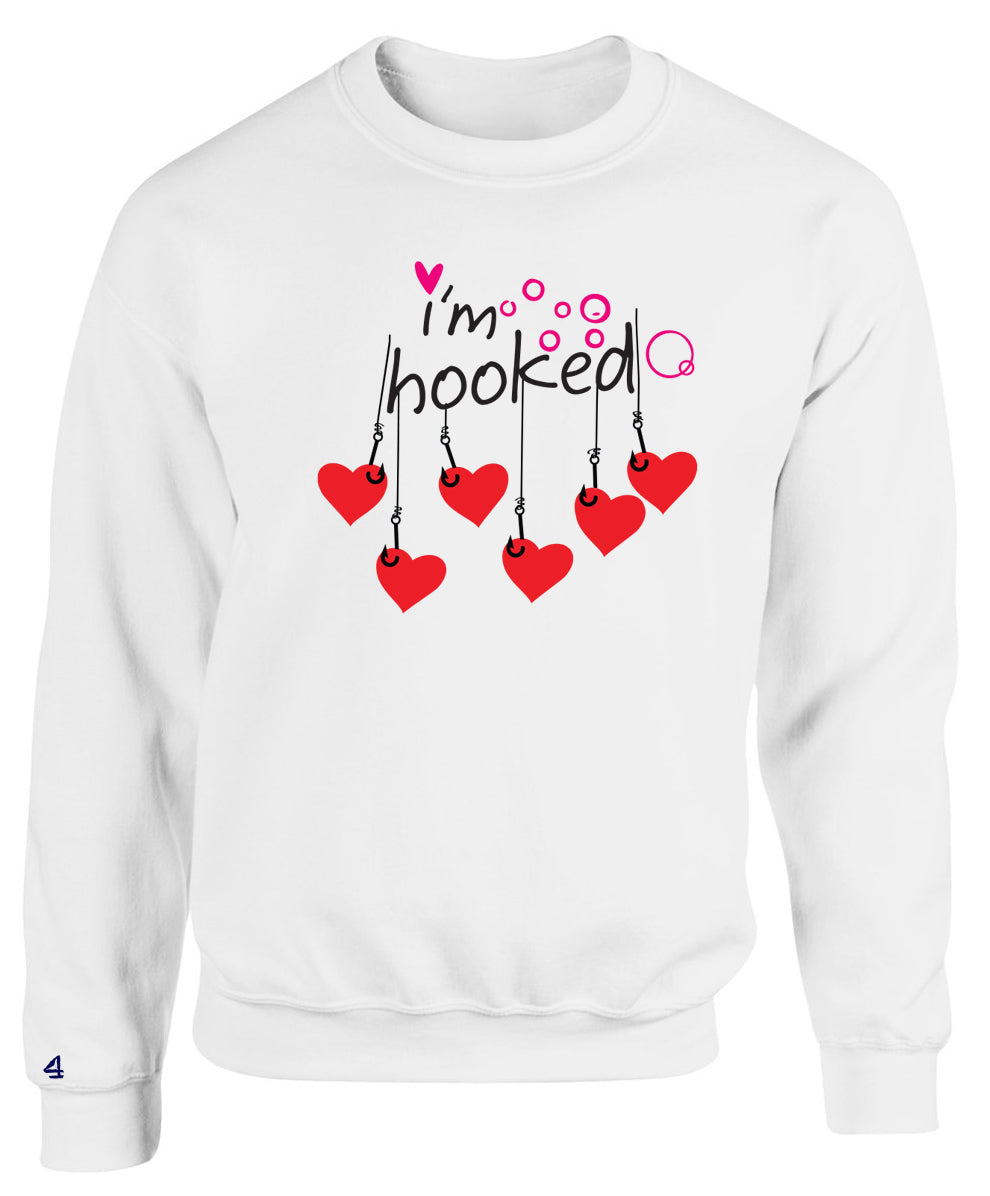 Buoy4 V Day Im Hooked Crewneck Sweatshirts