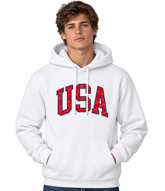 Buoy4 USA Embroidered applique White Hoodie