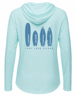Long Island Beaches UPF 50+ Women's Hoodie with Thumbhole