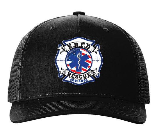 E.R.F.D. RESCUE EMBROIDERED TRUCKER HAT