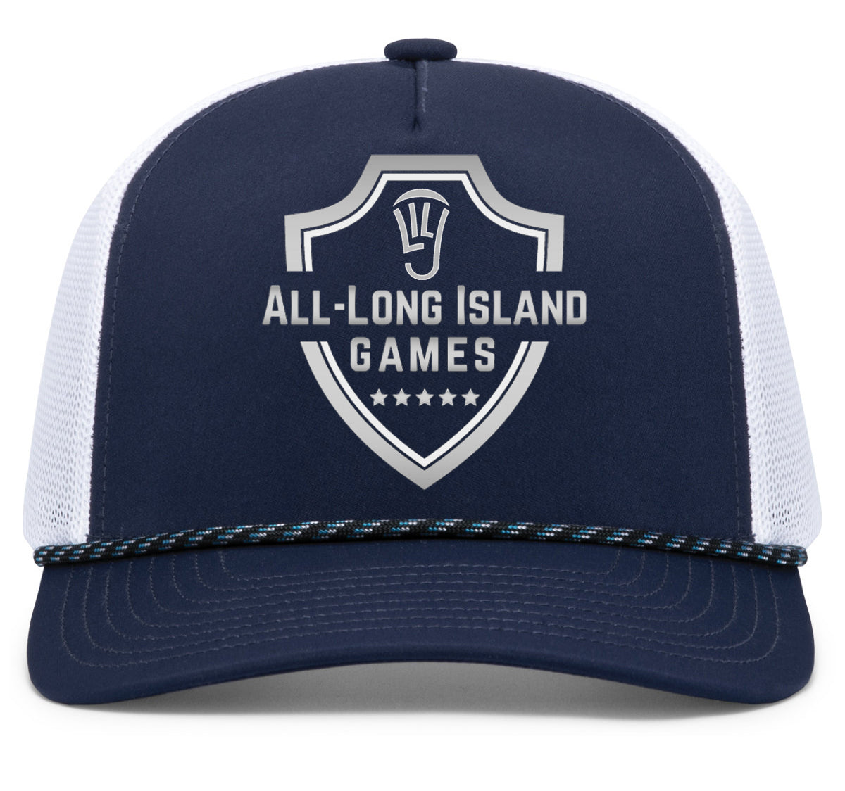 All Long Island Games Embroidered Trucker Hat with Rope
