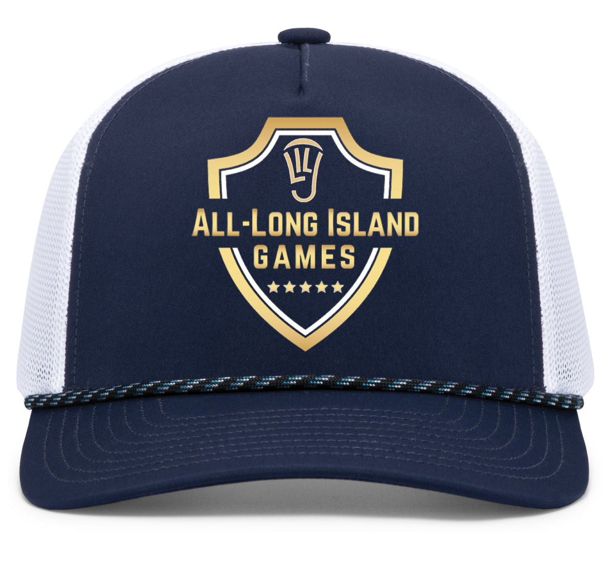All Long Island Games Embroidered Trucker Hat with Rope