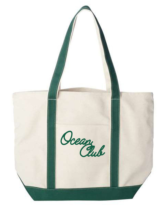 The Ocean Club Script Embroidered Tote Bag