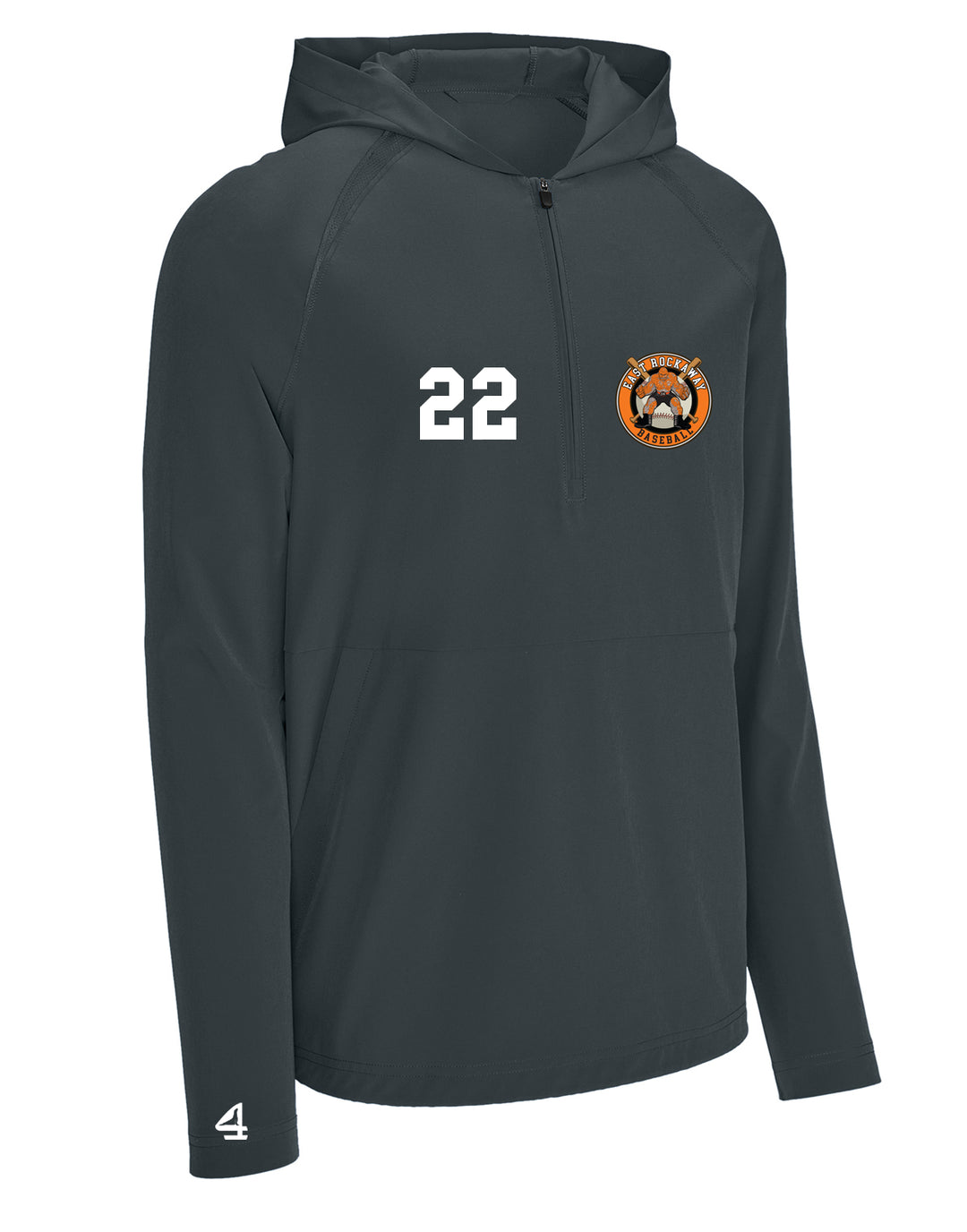 EAST ROCKAWAY BASEBALL 1/2-Zip Long Sleeve Hooded Jacket