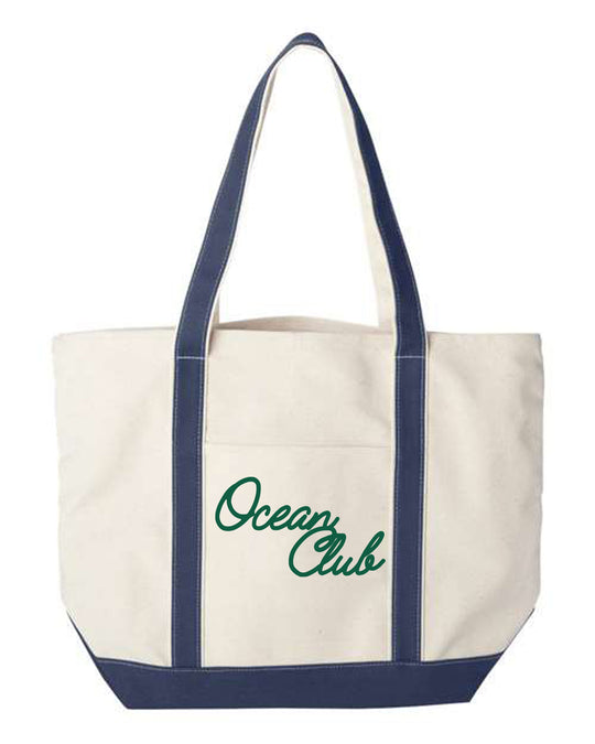 The Ocean Club Script Embroidered Tote Bag