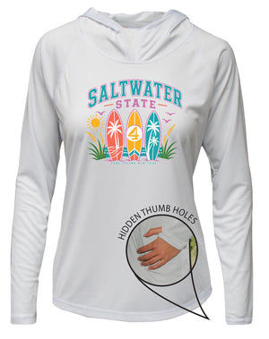 Salt Water State UPF 50+ Women's Hoodie with Thumbholes