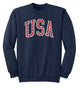 Buoy4 USA Embroidered Plaid Stars applique Navy Crewneck