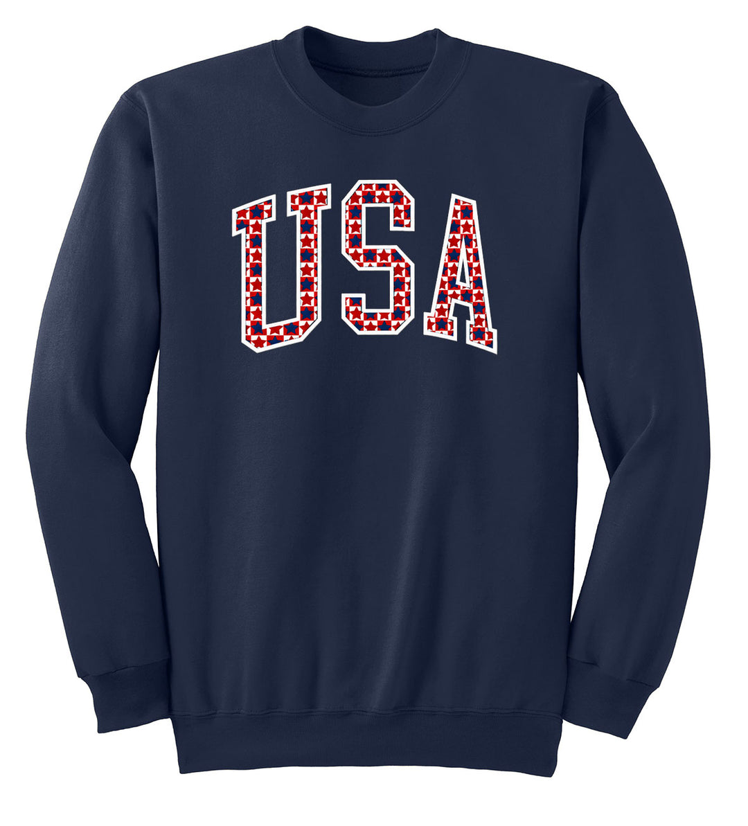 Buoy 4 USA Embroidered Plaid Stars applique Navy Crewneck
