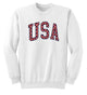 Buoy4 USA Embroidered Plaid Stars applique White Crewneck