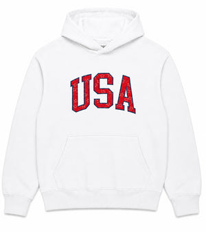 Buoy4 USA Embroidered applique White Hoodie