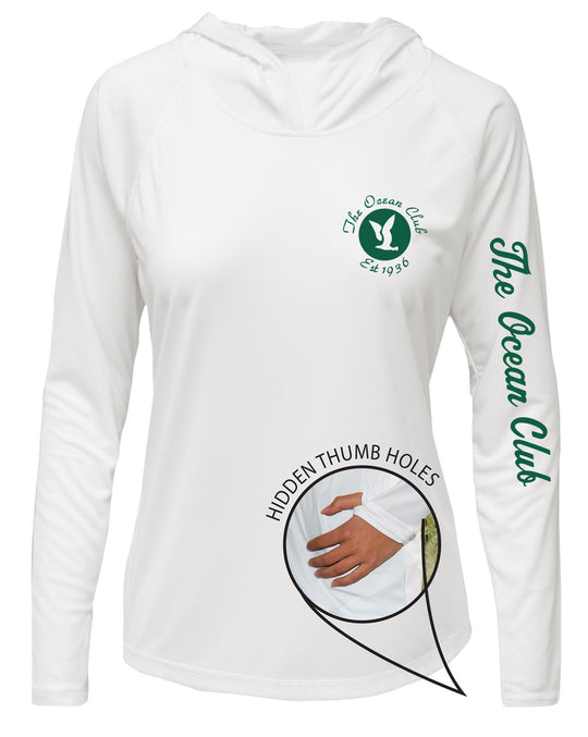 The Ocean Club UPF 15+ WOMEN'S SOLAR HOODIE WITH THUMBHOLES