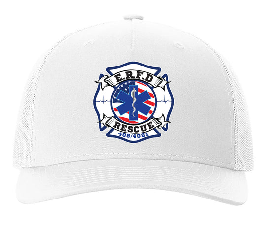 E.R.F.D. RESCUE EMBROIDERED TRUCKER HAT