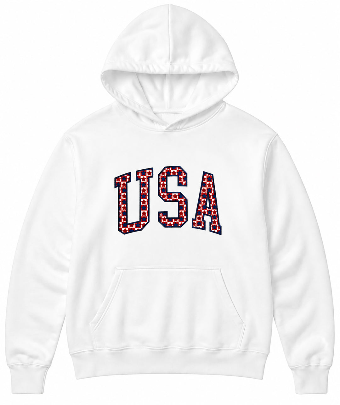 Buoy 4 USA Embroidered Plaid Stars applique White Hoodie