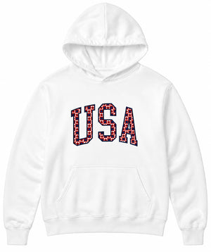 Buoy4 USA Embroidered Plaid Stars applique White Hoodie