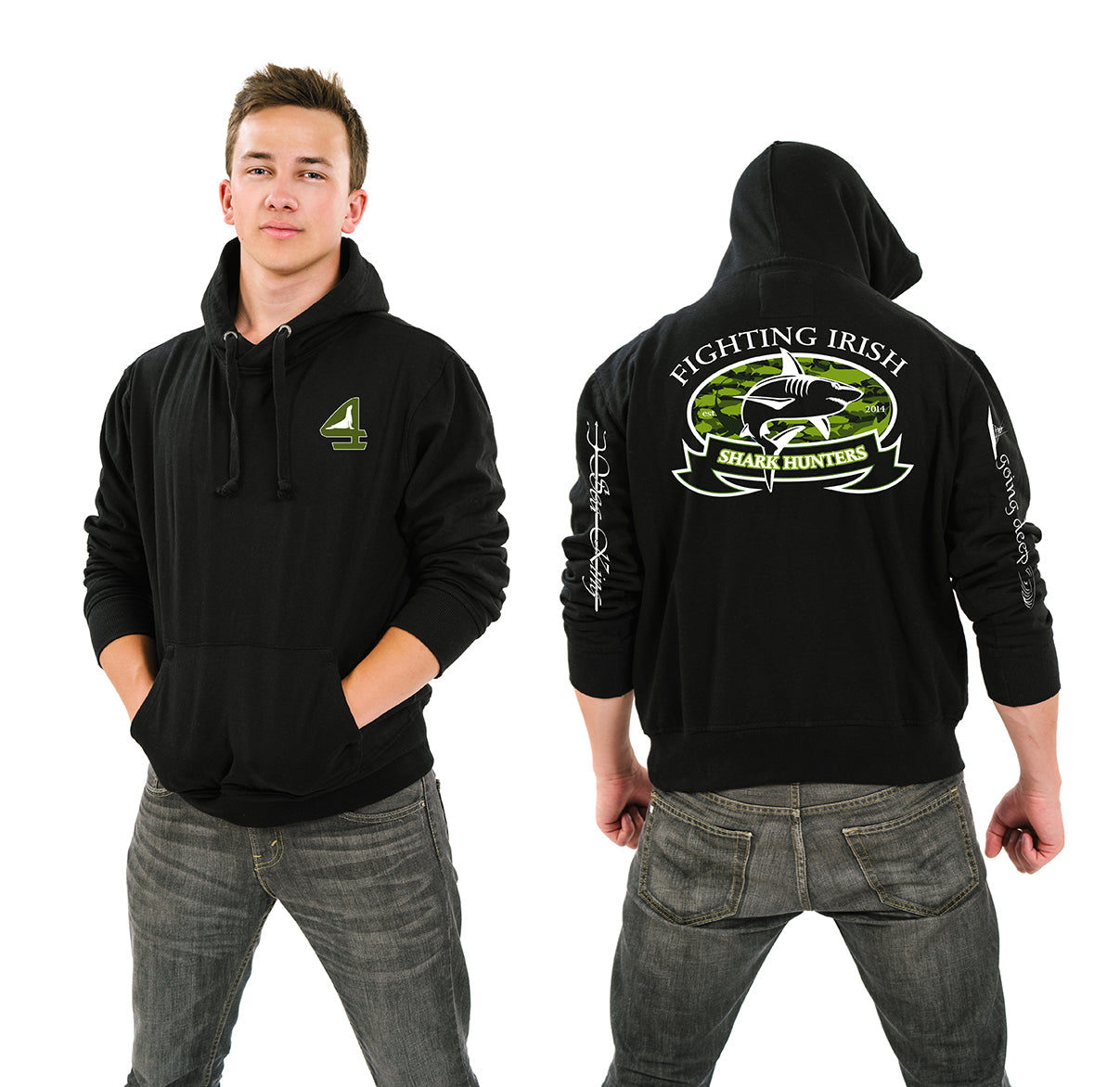 Adult Black Fighting Irish Shark Hunters Pullover